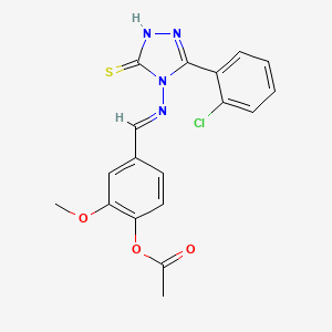 molecular formula C18H15ClN4O3S B12041653 4-(((3-(2-Chlorophenyl)-5-thioxo-1H-1,2,4-triazol-4(5H)-yl)imino)methyl)-2-methoxyphenyl acetate CAS No. 478254-37-4