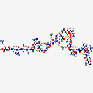 (2S)-6-amino-2-[2-[[(2S)-2-[[(2S)-2-[[(2S,3S)-2-[[(2S)-2-[[(1R,4S,7R,11R,14S,17R)-7-[[(2S)-6-amino-2-[[(2S)-2-[[(2S)-4-amino-2-[[(3R,9S,12S,15S,21S)-21-[[(2R)-6-amino-2-[[(3R,7R,13S)-3-[[(3R,6S,12S,15R)-15-[[(E)-2-[[(2S,3S)-2-amino-3-methylpentanoyl]amino]but-2-enoyl]amino]-12-[(2S)-butan-2-yl]-9-methylidene-6-(2-methylpropyl)-5,8,11,14-tetraoxo-1-thia-4,7,10,13-tetrazacyclohexadecane-3-carbonyl]amino]-4-methyl-2,9,12-trioxo-5-thia-1,8,11-triazabicyclo[11.3.0]hexadecane-7-carbonyl]amino]hexanoyl]amino]-15,22-dimethyl-12-(2-methylpropyl)-9-(2-methylsulfanylethyl)-5,8,11,14,17,20-hexaoxo-1-thia-4,7,10,13,16,19-hexazacyclodocosane-3-carbonyl]amino]-4-oxobutanoyl]amino]-4-methylsulfanylbutanoyl]amino]hexanoyl]amino]-14-(1H-imidazol-5-ylmethyl)-4,8,20-trimethyl-3,6,12,15,21-pentaoxo-9,19-dithia-2,5,13,16,22-pentazabicyclo[9.9.2]docosane-17-carbonyl]amino]-3-hydroxypropanoyl]amino]-3-methylpentanoyl]amino]-3-(1H-imidazol-5-yl)propanoyl]amino]-3-methylbutanoyl]amino]prop-2-enoylamino]hexanoic acid