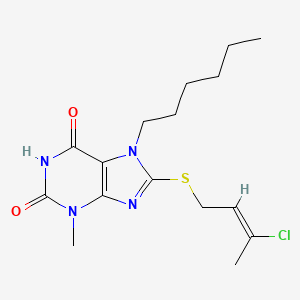 8-[(E)-3-chlorobut-2-enyl]sulfanyl-7-hexyl-3-methylpurine-2,6-dione