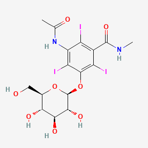 molecular formula C16H19I3N2O8 B1204186 2,4,5-Triiodo-3-acetamido-5-N-methylcarboxamidophenyl-D-glucopyranoside CAS No. 58199-95-4