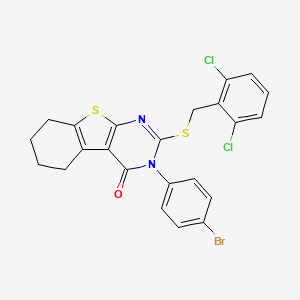 molecular formula C23H17BrCl2N2OS2 B12041901 3-(4-bromophenyl)-2-[(2,6-dichlorobenzyl)sulfanyl]-5,6,7,8-tetrahydro[1]benzothieno[2,3-d]pyrimidin-4(3H)-one CAS No. 476484-20-5