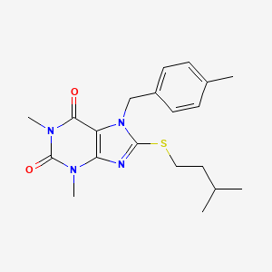 molecular formula C20H26N4O2S B12041907 1,3-dimethyl-7-(4-methylbenzyl)-8-[(3-methylbutyl)sulfanyl]-3,7-dihydro-1H-purine-2,6-dione CAS No. 476480-03-2