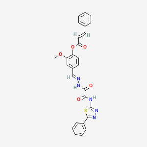 2-Methoxy-4-[(E)-({oxo[(5-phenyl-1,3,4-thiadiazol-2-YL)amino]acetyl}hydrazono)methyl]phenyl (2E)-3-phenyl-2-propenoate