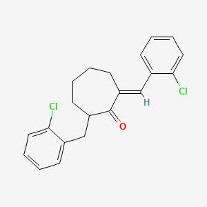 molecular formula C21H20Cl2O B12041982 (7E)-2-[(2-chlorophenyl)methyl]-7-[(2-chlorophenyl)methylidene]cycloheptan-1-one 