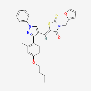 (5Z)-5-{[3-(4-Butoxy-2-methylphenyl)-1-phenyl-1H-pyrazol-4-YL]methylene}-3-(2-furylmethyl)-2-thioxo-1,3-thiazolidin-4-one