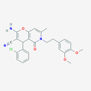 molecular formula C26H24ClN3O4 B12042091 2-amino-4-(2-chlorophenyl)-6-[2-(3,4-dimethoxyphenyl)ethyl]-7-methyl-5-oxo-5,6-dihydro-4H-pyrano[3,2-c]pyridine-3-carbonitrile 