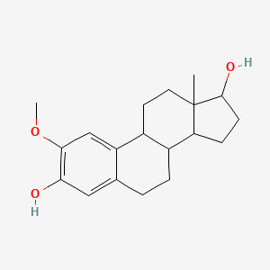 molecular formula C19H26O3 B1204216 2-Methoxy-13-methyl-6,7,8,9,11,12,14,15,16,17-decahydrocyclopenta[a]phenanthrene-3,17-diol 