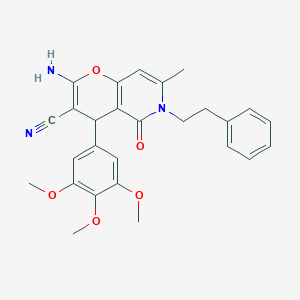 2-amino-7-methyl-5-oxo-6-(2-phenylethyl)-4-(3,4,5-trimethoxyphenyl)-5,6-dihydro-4H-pyrano[3,2-c]pyridine-3-carbonitrile