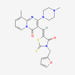 molecular formula C23H23N5O3S2 B12042208 3-{(Z)-[3-(2-Furylmethyl)-4-oxo-2-thioxo-1,3-thiazolidin-5-ylidene]methyl}-9-methyl-2-(4-methyl-1-piperazinyl)-4H-pyrido[1,2-A]pyrimidin-4-one CAS No. 373611-95-1