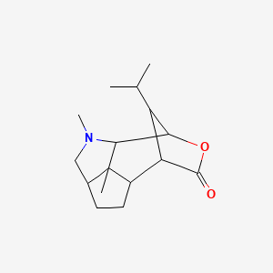 molecular formula C16H25NO2 B1204234 2,12-二甲基-13-丙-2-基-10-氧杂-2-氮杂三环[5.4.1.18,11.04,12]十三烷-9-酮 