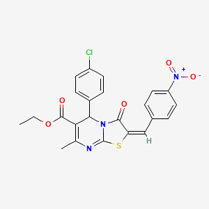 molecular formula C23H18ClN3O5S B12042367 ethyl (2E)-5-(4-chlorophenyl)-7-methyl-2-(4-nitrobenzylidene)-3-oxo-2,3-dihydro-5H-[1,3]thiazolo[3,2-a]pyrimidine-6-carboxylate CAS No. 300377-47-3