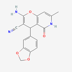 2-amino-4-(1,3-benzodioxol-5-yl)-5-hydroxy-7-methyl-4H-pyrano[3,2-c]pyridine-3-carbonitrile