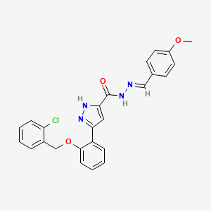 3-{2-[(2-chlorobenzyl)oxy]phenyl}-N'-[(E)-(4-methoxyphenyl)methylidene]-1H-pyrazole-5-carbohydrazide