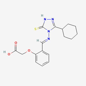 molecular formula C17H20N4O3S B12042546 2-[2-[(3-cyclohexyl-5-sulfanylidene-1H-1,2,4-triazol-4-yl)iminomethyl]phenoxy]acetic Acid CAS No. 478253-65-5