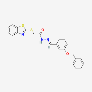 molecular formula C23H19N3O2S2 B12042554 2-(1,3-benzothiazol-2-ylsulfanyl)-N'-{(E)-[3-(benzyloxy)phenyl]methylidene}acetohydrazide 