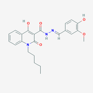 molecular formula C23H25N3O5 B12042562 2-hydroxy-N'-[(E)-(4-hydroxy-3-methoxyphenyl)methylidene]-4-oxo-1-pentyl-1,4-dihydroquinoline-3-carbohydrazide 