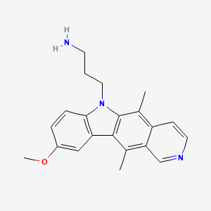 molecular formula C21H23N3O B1204260 3-(9-Methoxy-5,11-dimethyl-pyrido[4,3-b]carbazol-6-yl)-propylamine 