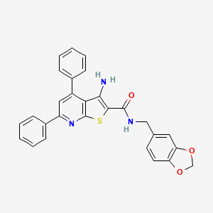 3-amino-N-(1,3-benzodioxol-5-ylmethyl)-4,6-diphenylthieno[2,3-b]pyridine-2-carboxamide