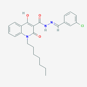 N'-[(E)-(3-chlorophenyl)methylidene]-1-heptyl-2-hydroxy-4-oxo-1,4-dihydroquinoline-3-carbohydrazide