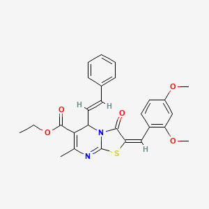 ethyl (2E)-2-(2,4-dimethoxybenzylidene)-7-methyl-3-oxo-5-[(E)-2-phenylethenyl]-2,3-dihydro-5H-[1,3]thiazolo[3,2-a]pyrimidine-6-carboxylate