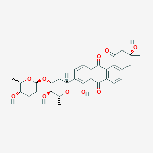 molecular formula C31H34O10 B1204284 (3R)-3,8-dihydroxy-9-[(2R,4R,5R,6R)-5-hydroxy-4-[(2S,5S,6S)-5-hydroxy-6-methyl-tetrahydropyran-2-yl]oxy-6-methyl-tetrahydropyran-2-yl]-3-methyl-2,4-dihydrobenzo[a]anthracene-1,7,12-trione 