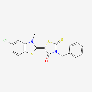 (5E)-3-benzyl-5-(5-chloro-3-methyl-1,3-benzothiazol-2(3H)-ylidene)-2-thioxo-1,3-thiazolidin-4-one