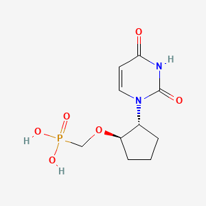 molecular formula C10H15N2O6P B1204288 ({[(1R,2R)-2-(uracil-1-yl)cyclopentyl]oxy}methyl)phosphonic acid 