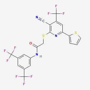 N-[3,5-Bis(trifluoromethyl)phenyl]-2-{[3-cyano-6-(2-thienyl)-4-(trifluoromethyl)-2-pyridinyl]sulfanyl}acetamide