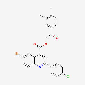 molecular formula C26H19BrClNO3 B12042902 2-(3,4-Dimethylphenyl)-2-oxoethyl 6-bromo-2-(4-chlorophenyl)quinoline-4-carboxylate CAS No. 355421-83-9