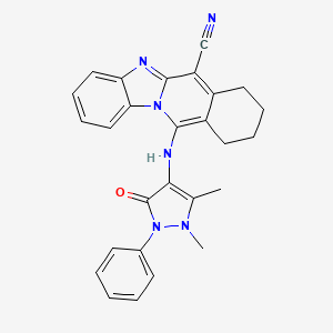 11-[(1,5-dimethyl-3-oxo-2-phenyl-2,3-dihydro-1H-pyrazol-4-yl)amino]-7,8,9,10-tetrahydrobenzimidazo[1,2-b]isoquinoline-6-carbonitrile