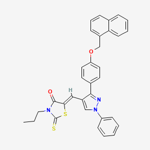 (5Z)-5-({3-[4-(1-naphthylmethoxy)phenyl]-1-phenyl-1H-pyrazol-4-yl}methylene)-3-propyl-2-thioxo-1,3-thiazolidin-4-one