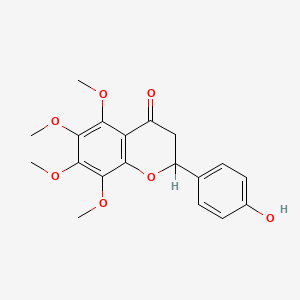 molecular formula C19H20O7 B1204302 2-(4-Hydroxyphenyl)-5,6,7,8-tetramethoxy-2,3-dihydro-4H-chromen-4-one CAS No. 70460-59-2