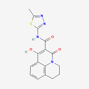 molecular formula C16H14N4O3S B12043044 7-Hydroxy-N-(5-methyl-1,3,4-thiadiazol-2-YL)-5-oxo-2,3-dihydro-1H,5H-pyrido[3,2,1-IJ]quinoline-6-carboxamide 