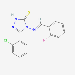 molecular formula C15H10ClFN4S B12043119 5-(2-Chlorophenyl)-4-((2-fluorobenzylidene)amino)-4H-1,2,4-triazole-3-thiol CAS No. 478253-85-9