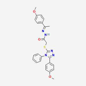 molecular formula C26H25N5O3S B12043303 N'-[(E)-1-(4-methoxyphenyl)ethylidene]-2-{[5-(4-methoxyphenyl)-4-phenyl-4H-1,2,4-triazol-3-yl]sulfanyl}acetohydrazide 