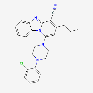 molecular formula C25H24ClN5 B12043317 1-[4-(2-Chlorophenyl)piperazin-1-yl]-3-propylpyrido[1,2-a]benzimidazole-4-carbonitrile 