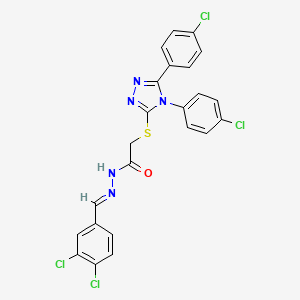 2-{[4,5-bis(4-chlorophenyl)-4H-1,2,4-triazol-3-yl]sulfanyl}-N'-[(E)-(3,4-dichlorophenyl)methylidene]acetohydrazide