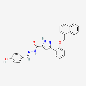 N'-[(E)-(4-hydroxyphenyl)methylidene]-3-[2-(1-naphthylmethoxy)phenyl]-1H-pyrazole-5-carbohydrazide