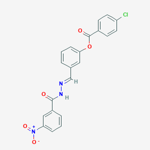 3-(2-(3-Nitrobenzoyl)carbohydrazonoyl)phenyl 4-chlorobenzoate