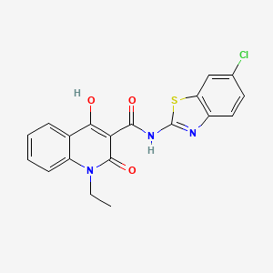 molecular formula C19H14ClN3O3S B12043802 N-(6-chloro-1,3-benzothiazol-2-yl)-1-ethyl-4-hydroxy-2-oxo-1,2-dihydro-3-quinolinecarboxamide 