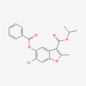 molecular formula C20H17BrO5 B12043909 Isopropyl 5-(benzoyloxy)-6-bromo-2-methyl-1-benzofuran-3-carboxylate 