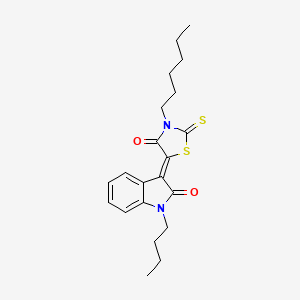 molecular formula C21H26N2O2S2 B12043985 5-(1-Butyl-2-oxoindolin-3-ylidene)-3-hexyl-2-thioxothiazolidin-4-one CAS No. 611185-67-2