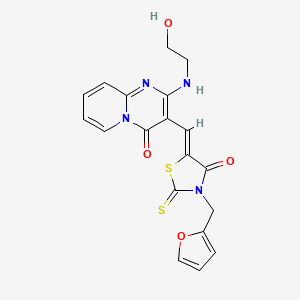 3-{(Z)-[3-(2-furylmethyl)-4-oxo-2-thioxo-1,3-thiazolidin-5-ylidene]methyl}-2-[(2-hydroxyethyl)amino]-4H-pyrido[1,2-a]pyrimidin-4-one