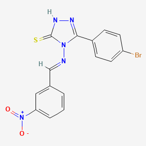 molecular formula C15H10BrN5O2S B12044062 5-(4-Bromophenyl)-4-((3-nitrobenzylidene)amino)-4H-1,2,4-triazole-3-thiol 