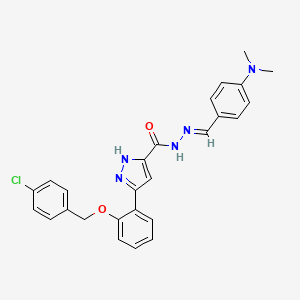 3-{2-[(4-Chlorobenzyl)oxy]phenyl}-N'-{(E)-[4-(dimethylamino)phenyl]methylidene}-1H-pyrazole-5-carbohydrazide