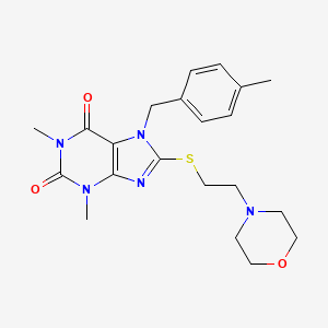 molecular formula C21H27N5O3S B12044081 1,3-dimethyl-7-(4-methylbenzyl)-8-{[2-(4-morpholinyl)ethyl]sulfanyl}-3,7-dihydro-1H-purine-2,6-dione CAS No. 460360-84-3