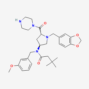 N-[(3S,5R)-1-(1,3-benzodioxol-5-ylmethyl)-5-(piperazine-1-carbonyl)pyrrolidin-3-yl]-N-[(3-methoxyphenyl)methyl]-3,3-dimethylbutanamide