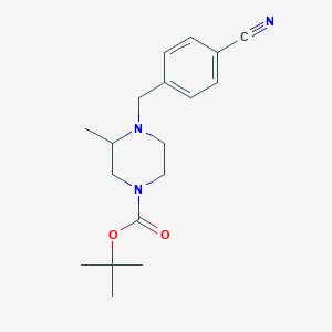 molecular formula C18H25N3O2 B12044205 Tert-butyl 4-(4-cyanobenzyl)-3-methylpiperazine-1-carboxylate 