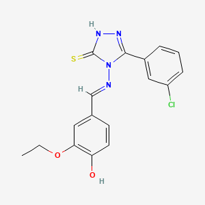 molecular formula C17H15ClN4O2S B12044291 3-(3-Chlorophenyl)-4-((3-ethoxy-4-hydroxybenzylidene)amino)-1H-1,2,4-triazole-5(4H)-thione CAS No. 478255-15-1