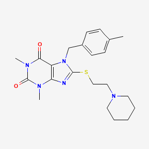 molecular formula C22H29N5O2S B12044403 1,3-Dimethyl-7-(4-methyl-benzyl)-8-(2-piperidin-1-yl-ethylsulfanyl)-3,7-dihydro-purine-2,6-dione CAS No. 460360-78-5